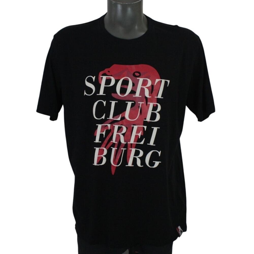 SC Freiburg Spell Out T Shirt Mens XXL Black Soccer Futbol Bundesliga